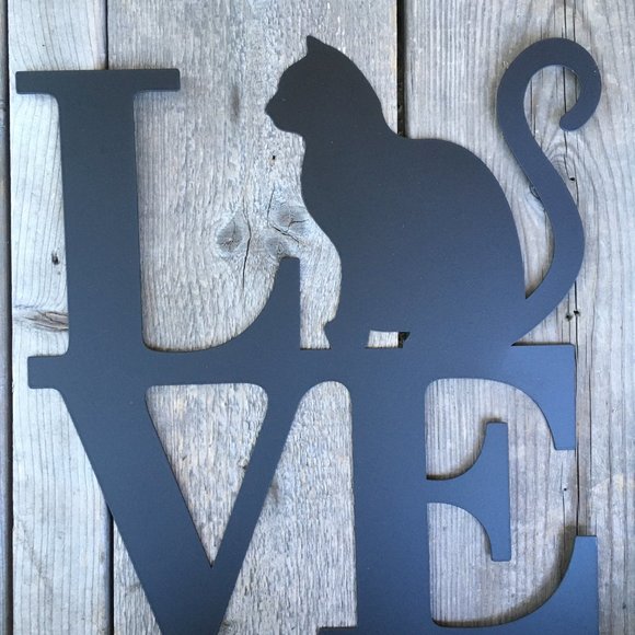 Silhouette Cat LOVE Metal Wall Sign, Wall Decor, Wall Hanging - Picture 3 of 3